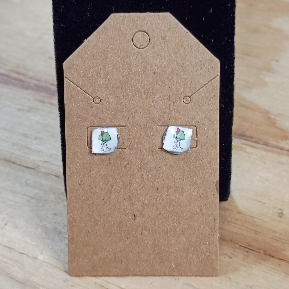 Ralts Pokémon Earrings Upcycled Pokémon Card Resin Studs Handmade Anime Jewelry